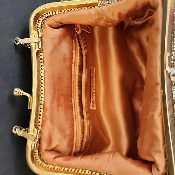 Whiting & Davis Purse Gold with 22" Strap - Picture 2 of 4